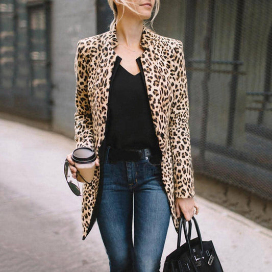 Blazer Long Animal Print Leopard
